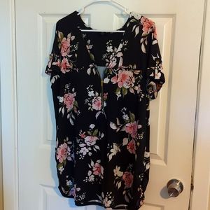 Floral top with gold zipper